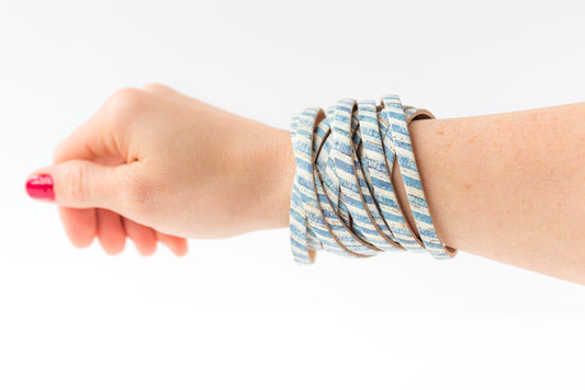 Leather Bracelet / Original Sliced Wrap Cuff / Seaside Cork / Extra Large