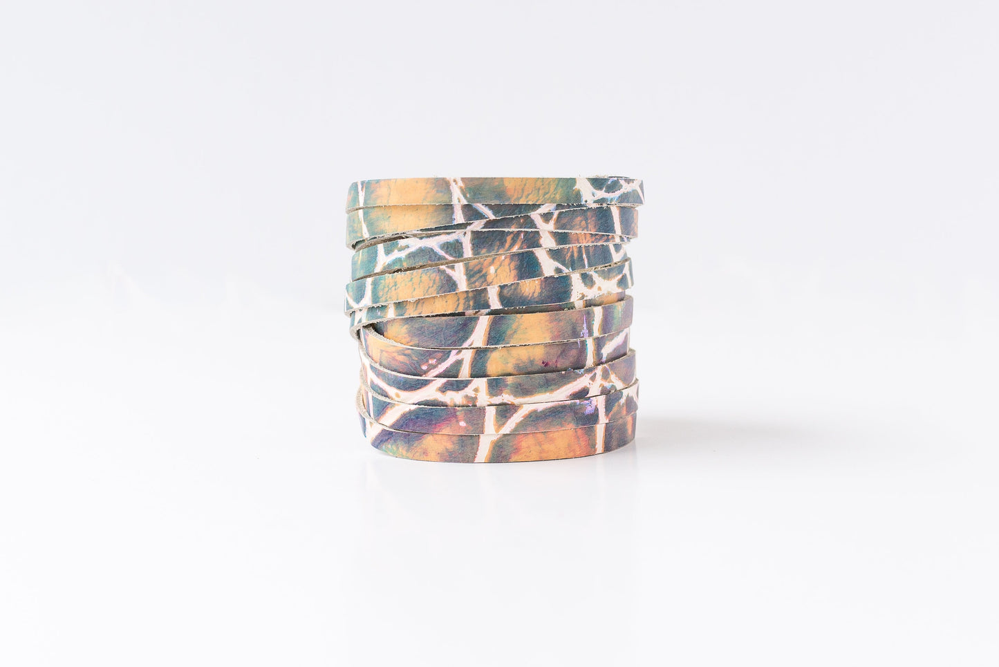 Leather Bracelet / Original Sliced Wrap Cuff / Prism Reptile