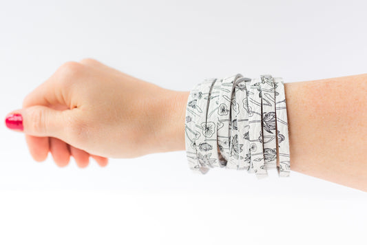 Leather Bracelet / Original Sliced Wrap Cuff / Flourishing / Large
