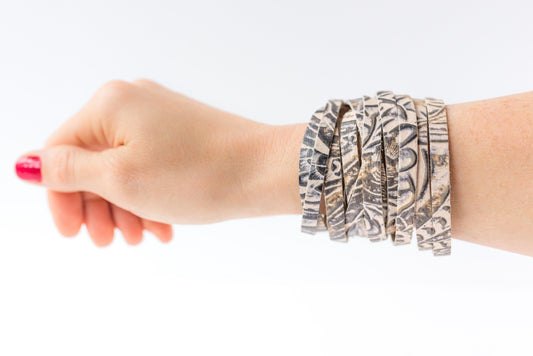 Leather Bracelet / Original Sliced Wrap Cuff / Morning Lily / Large