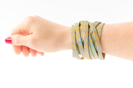 Leather Bracelet / Original Sliced Wrap Cuff / Summer Dreams / Small
