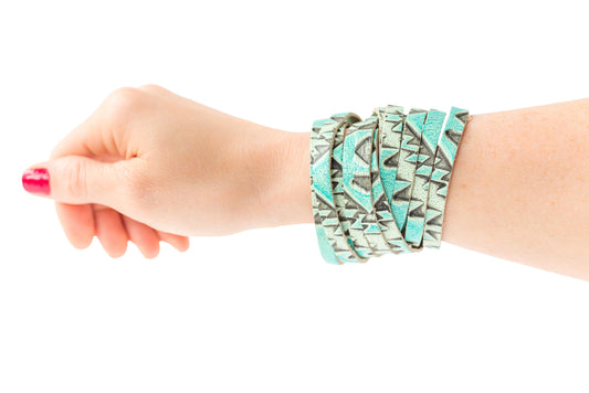 Leather Bracelet / Original Sliced Wrap Cuff / Arizona Turquoise