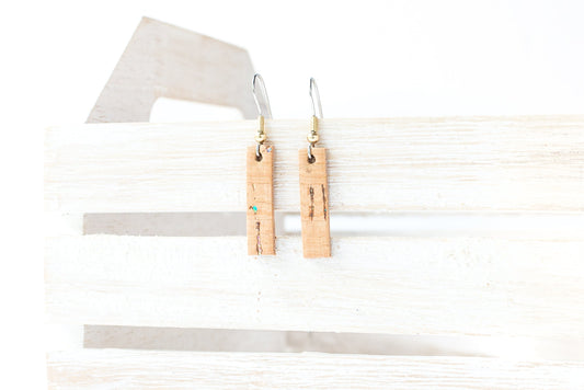 Leather Earrings / Simple Tiny / Oil Spill Cork