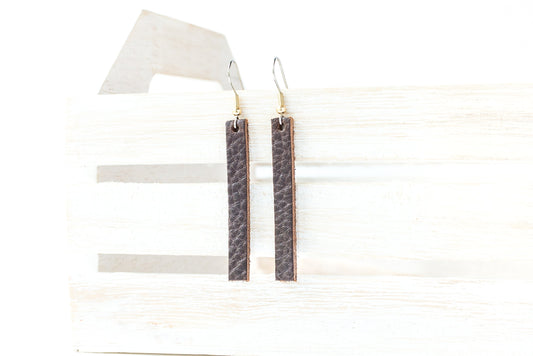 Leather Earrings / Simple / Chocolate Brown