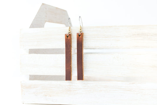 Leather Earrings / Simple / Mahogany