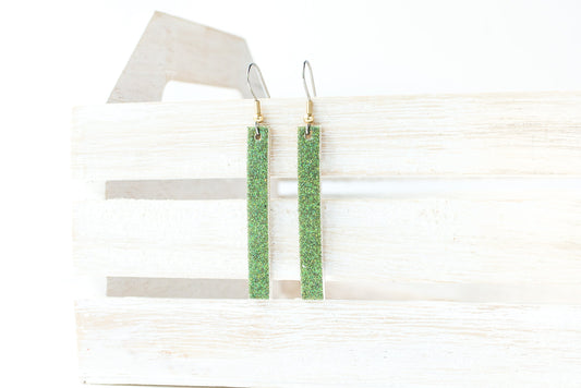 Leather Earrings / Simple / Spinach Sparkle