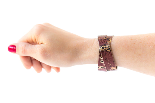 Leather Bracelet / Slim Wrap Cuff / Driftwood Oxide / Regular