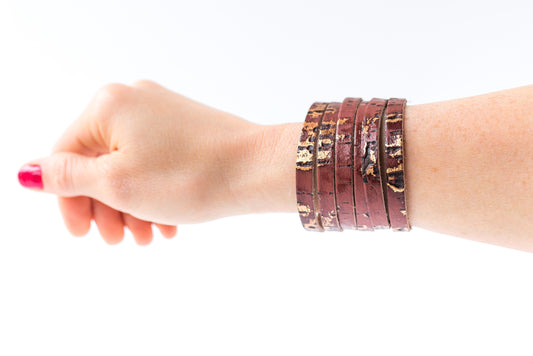 Leather Bracelet / Original Sliced Cuff / Driftwood Oxide / Small