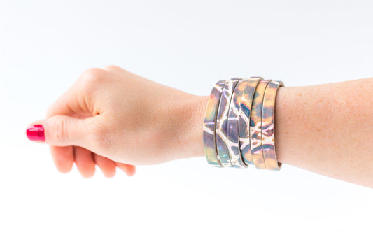 Leather Bracelet / Original Sliced Cuff / Prism Reptile / Extra Large