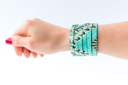 Leather Bracelet / Original Sliced Cuff / Arizona Turquoise / Extra Large