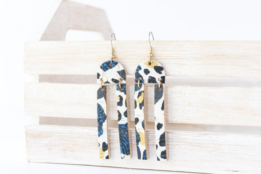 Leather Earrings / Sunrays / Spotted Floral Cork