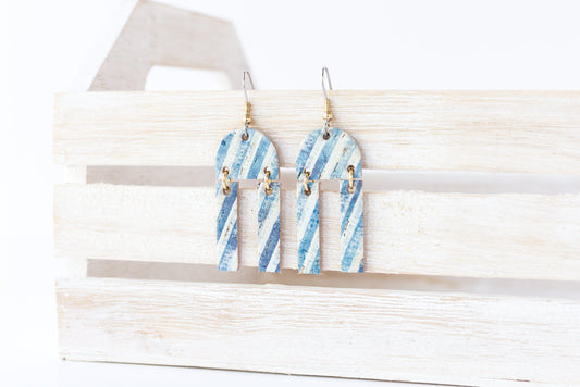 Leather Earrings / Mini Sunrays / Seaside Cork