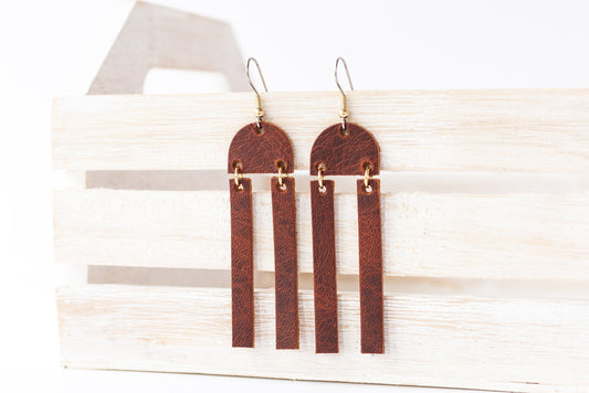 Leather Earrings / Sunrays / Copper Cowboy