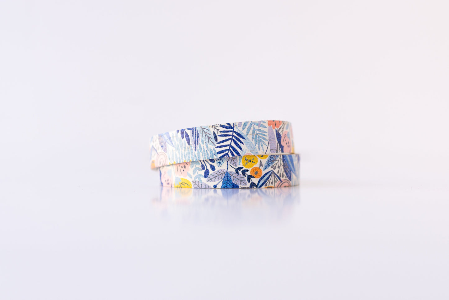 Leather Bracelet / Slim Wrap Cuff / Autumn Blues Cork