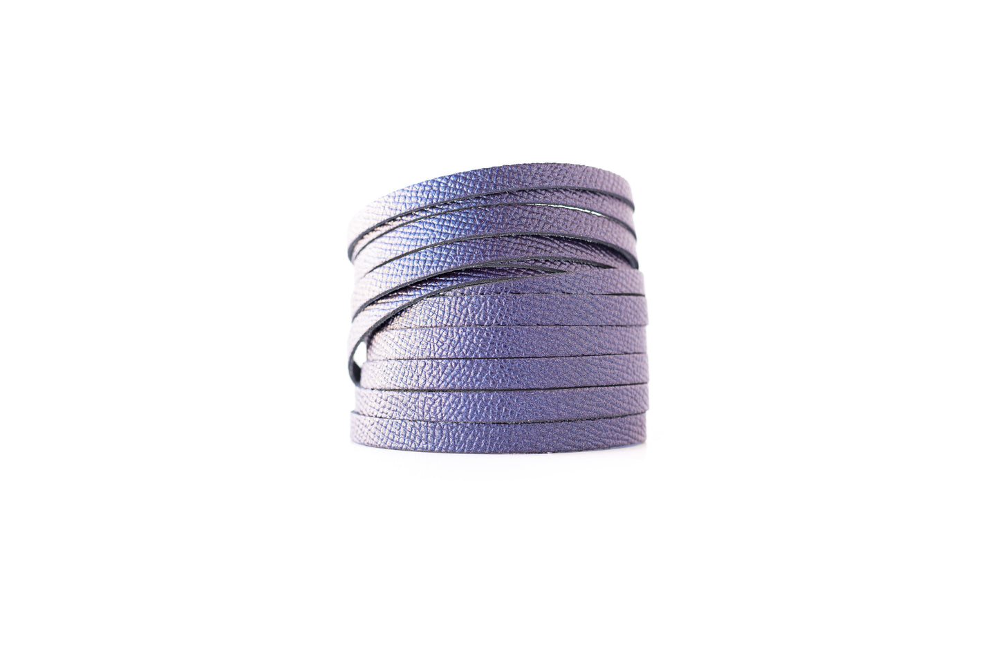 Leather Bracelet / Original Sliced Wrap Cuff / Sapphire Shimmer / Large