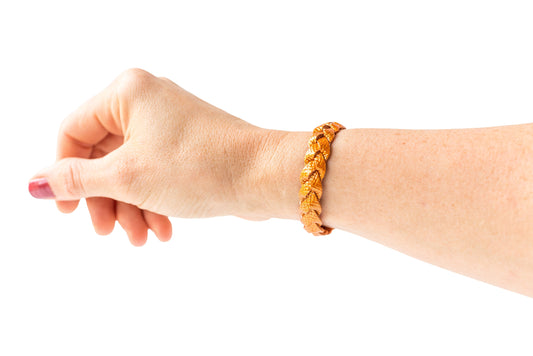 Braided Leather Bracelet / Autumn Blaze