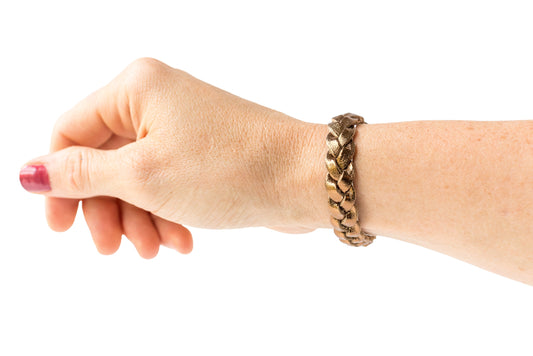 Braided Leather Bracelet / Metallic Bronze