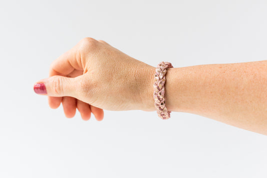 Braided Leather Bracelet / Rose Sparkle