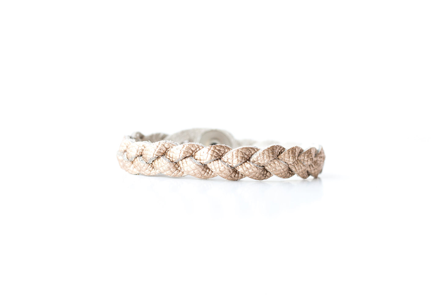 Braided Leather Bracelet / White Gold / Large