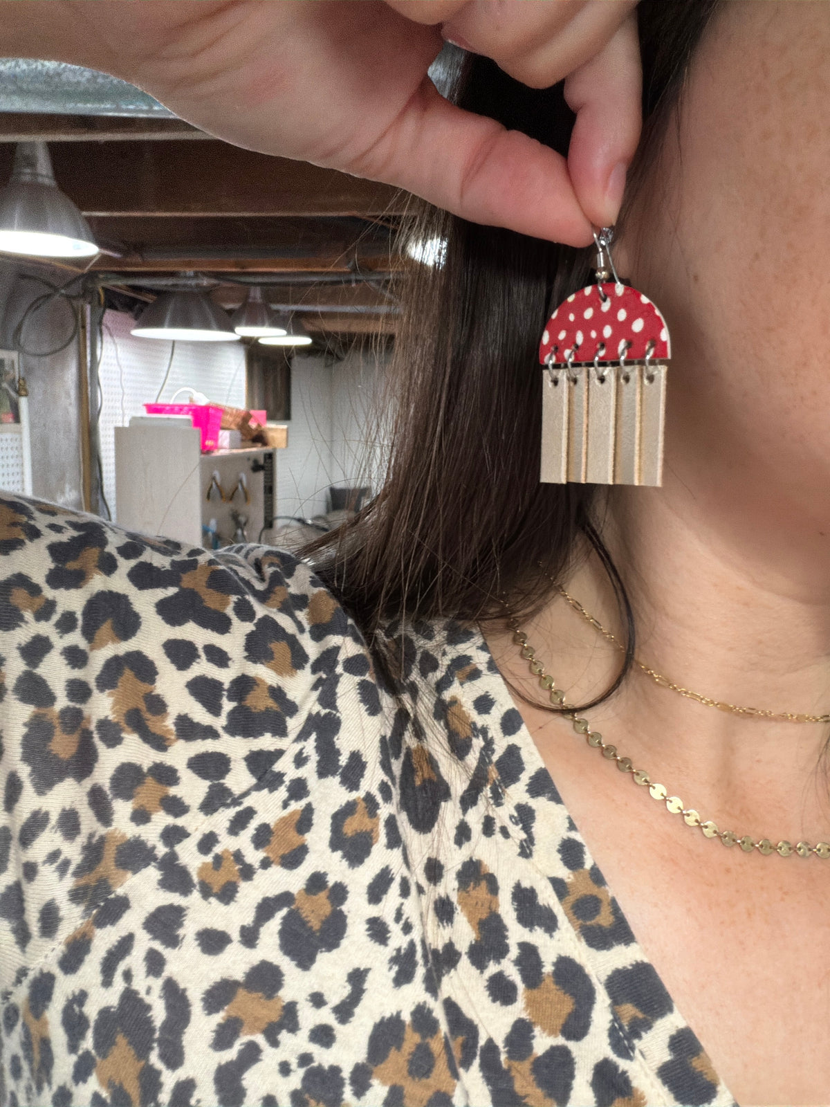 Red Cap Mushroom Cinque Luci Earrings