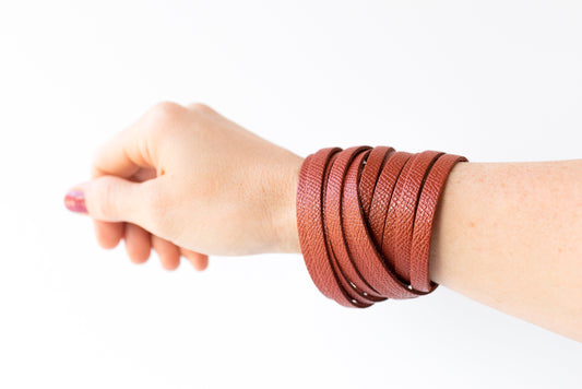 Leather Bracelet / Original Sliced Wrap Cuff / Spiced Cider / Small