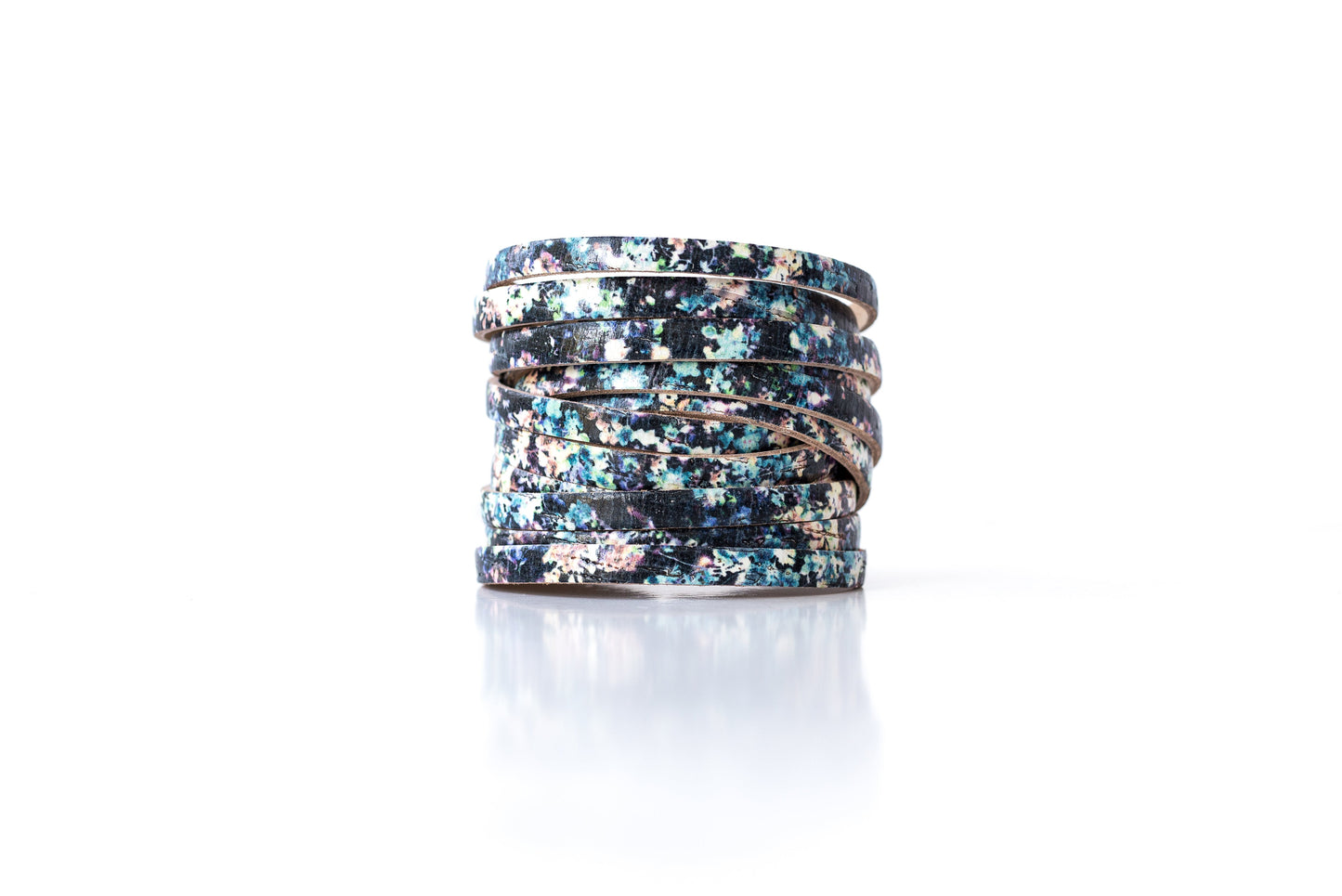 Leather Bracelet / Original Sliced Wrap Cuff / Electric Nights Cork / Small