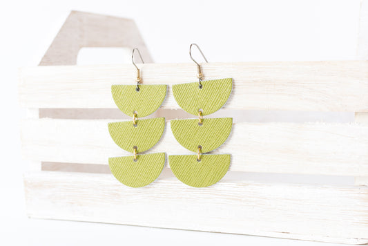 Leather Earrings / Tri Luna / Avocado