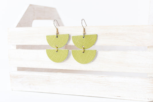 Leather Earrings / Demi Luna / Avocado