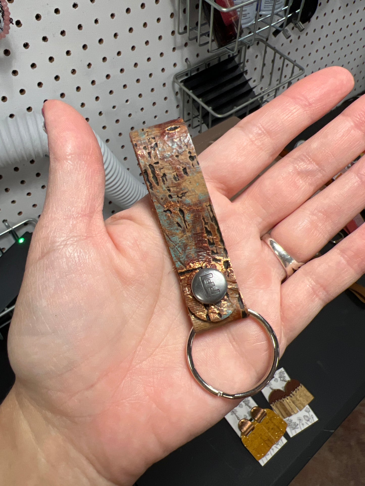 Copper Bronze Driftwood Keychain