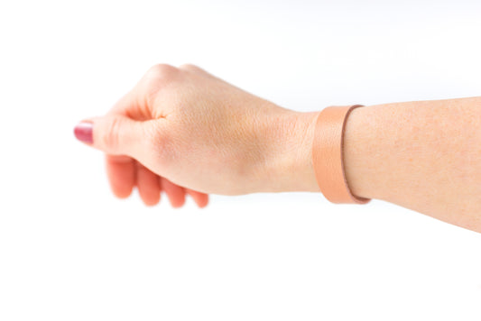 Leather Bracelet / Skinny Slim Cuff / Canyon Peach / Small