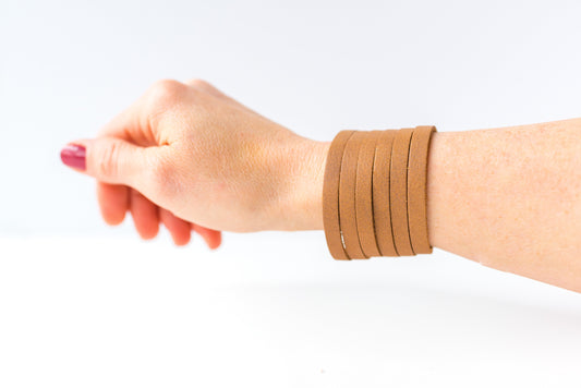 Leather Bracelet / Original Sliced Cuff / Washed Tan / Extra Large