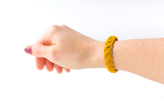 Braided Leather Bracelet / Sunflower Suede