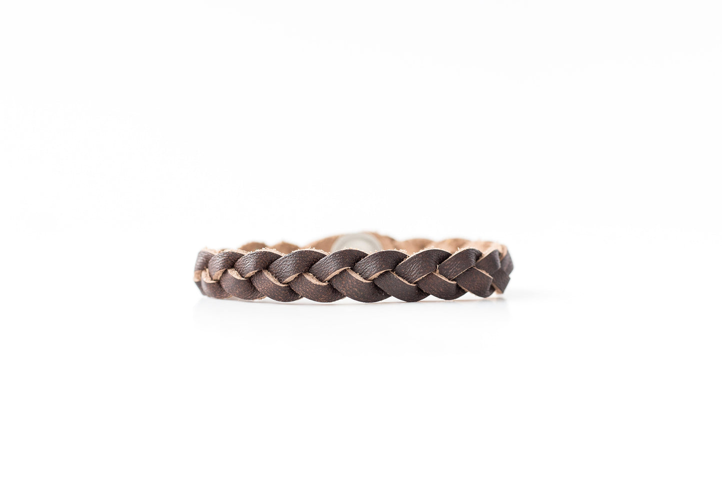 Braided Leather Bracelet / Washed Dark Brown