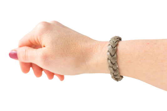 Braided Leather Bracelet / New England Gray