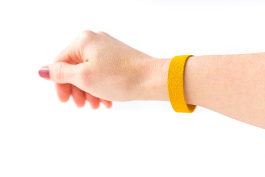 Leather Bracelet / Skinny Slim Cuff / Sunflower Suede / Small