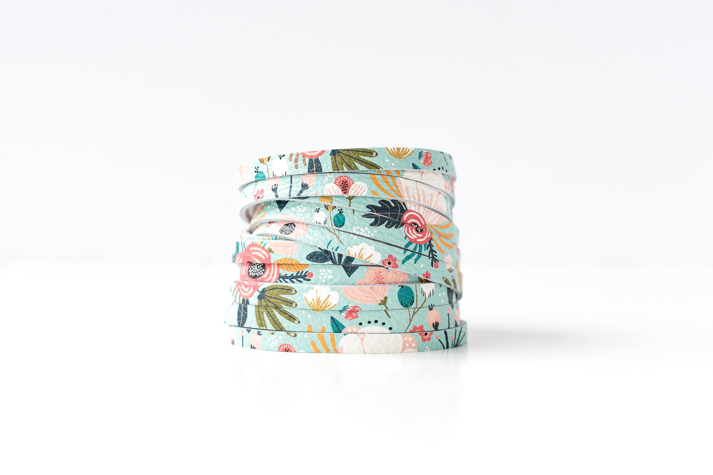 Leather Bracelet / Original Sliced Wrap Cuff / Spring Bouquet