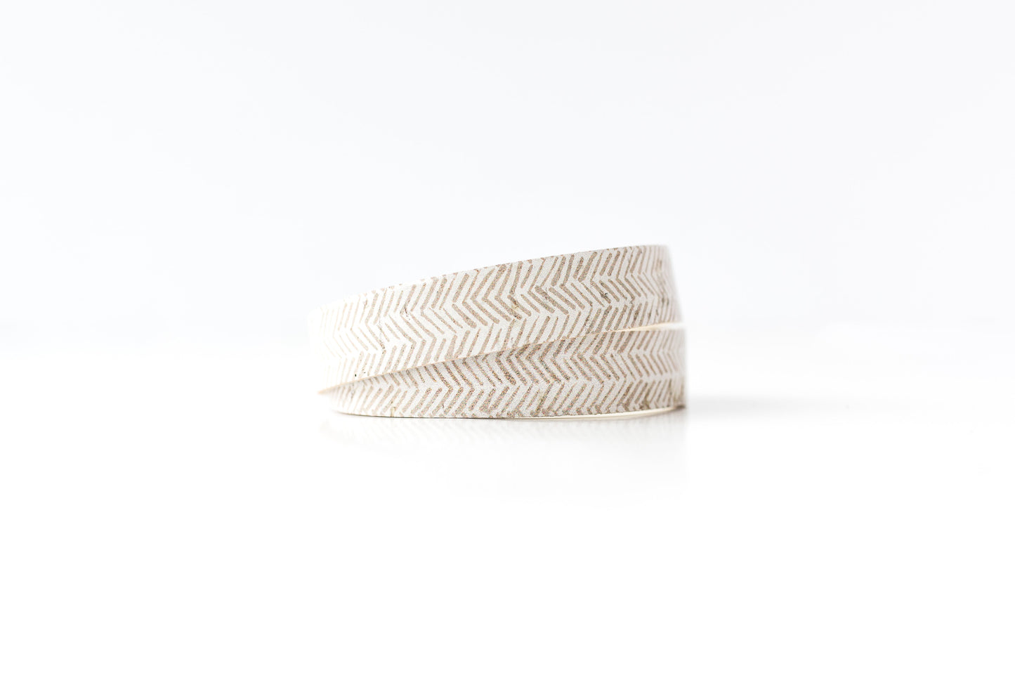 Leather Bracelet / Slim Wrap Cuff / Sand Herringbone Cork / Large