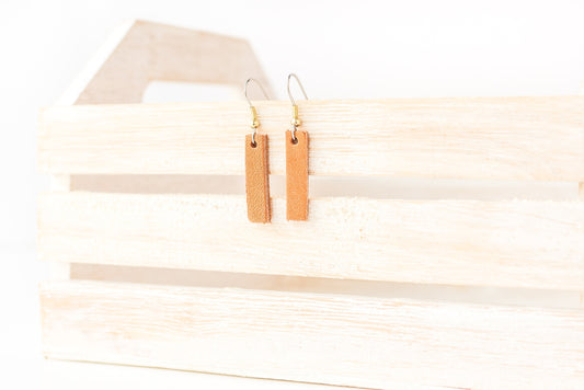 Leather Earrings / Simple Tiny / Sandstone