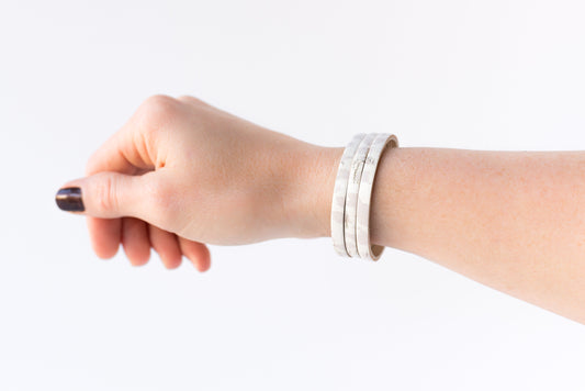 Leather Bracelet / Ultra Skinny Sliced Cuff / Nude Leopard Cork / Large