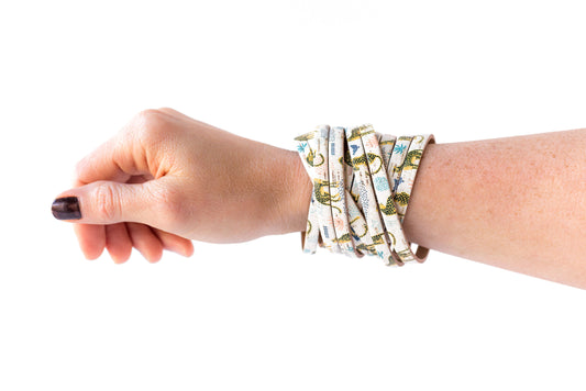 Leather Bracelet / Original Sliced Wrap Cuff / Wild Cheetah Cork