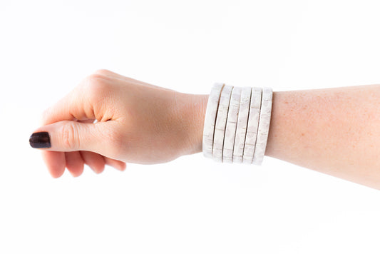 Leather Bracelet / Original Sliced Cuff / Nude Leopard Cork / Small