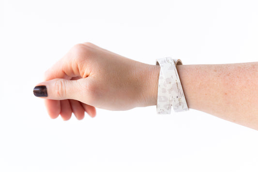 Leather Bracelet / Slim Wrap Cuff / Nude Leopard Cork / Small