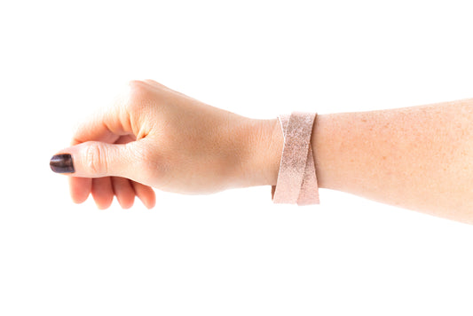 Leather Bracelet / Slim Wrap Cuff / Rosegold
