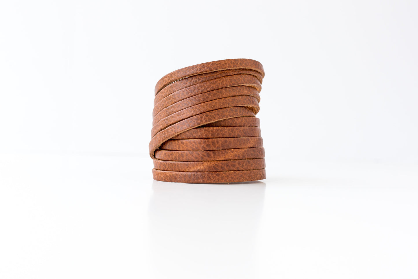 Leather Bracelet / Original Sliced Wrap Cuff / Saddle Brown / Large