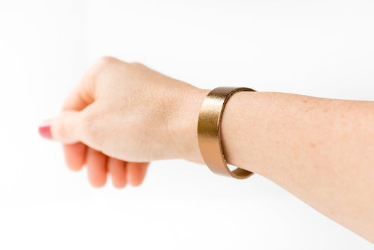Leather Bracelet / Skinny Slim Cuff / Metallic Bronze