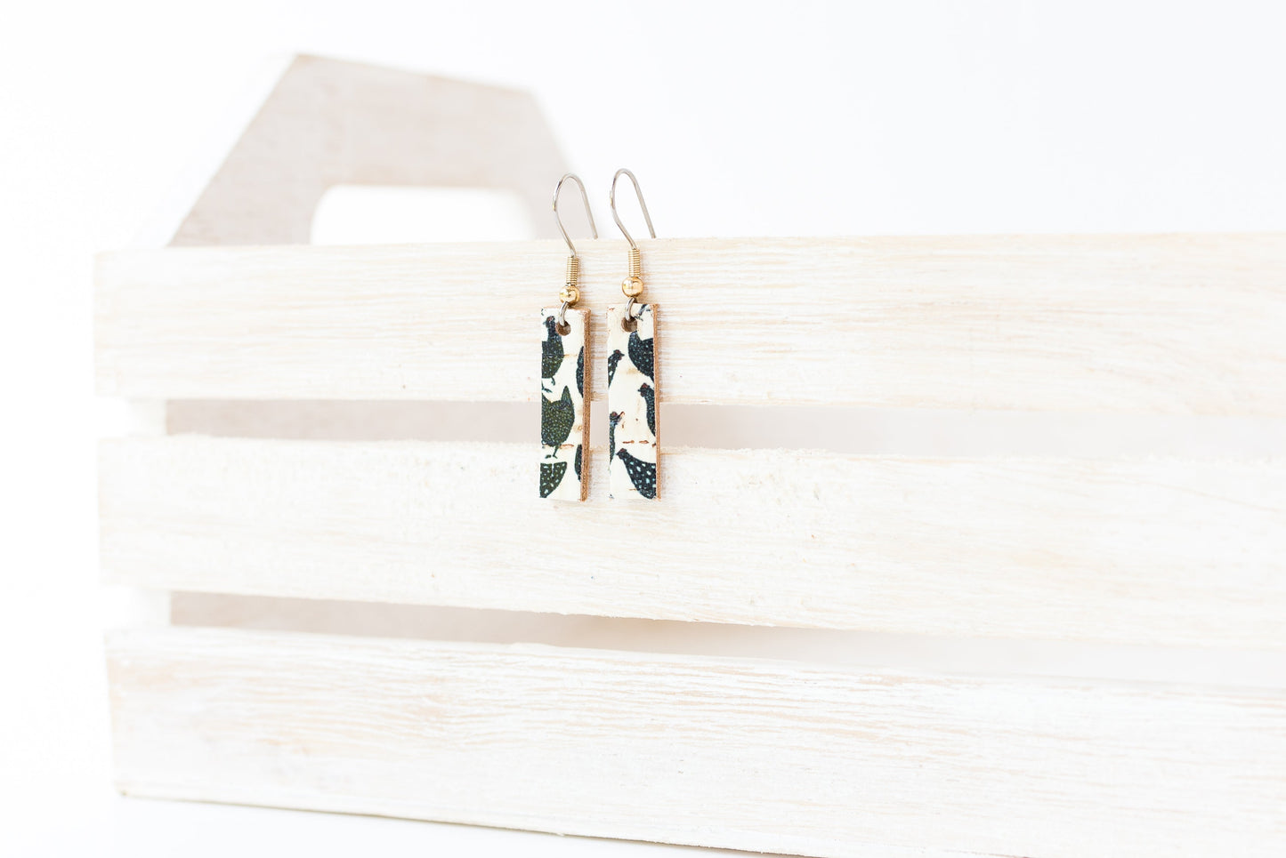 Leather Earrings / Simple Tiny / Chicken Coop Cork