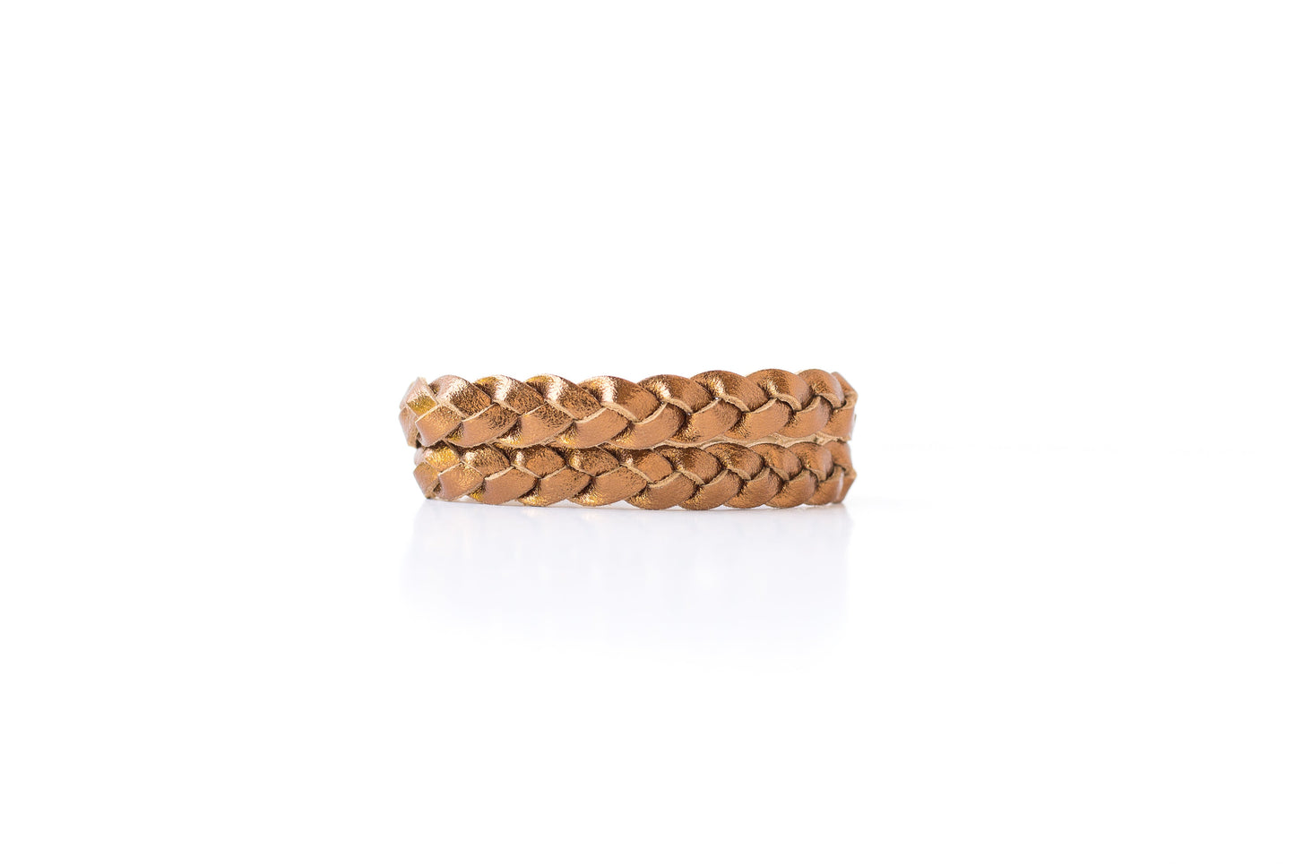 Double Wrap Braided Leather Bracelet / Metallic Bronze / Regular