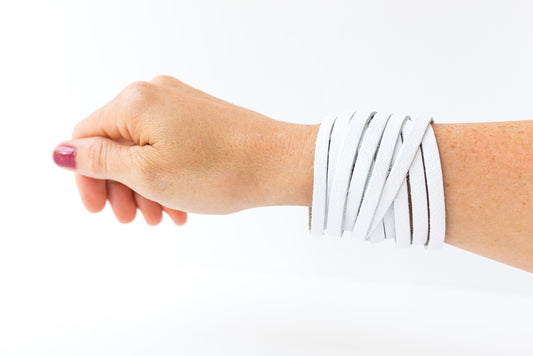 Leather Bracelet / Original Sliced Wrap Cuff / White