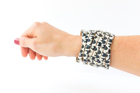 Leather Bracelet / Original Sliced Wrap Cuff / Chicken Coop Cork / Large