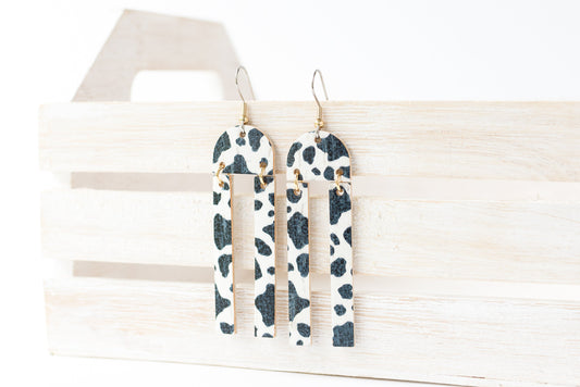 Leather Earrings / Sunrays / Cowbell Cork